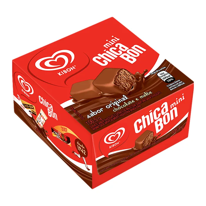 Sorvete Kibon Mini Chicabon Bombom Ao Leite Sabor Chocolate Maltado Caixa 92g
