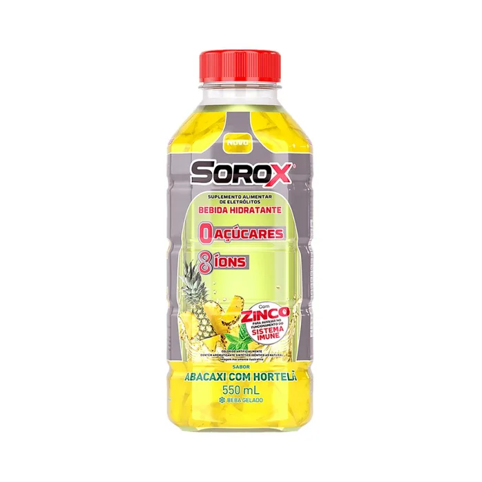 Isotônico Sorox Sabor Abacaxi e Hortelã Zero 550ml