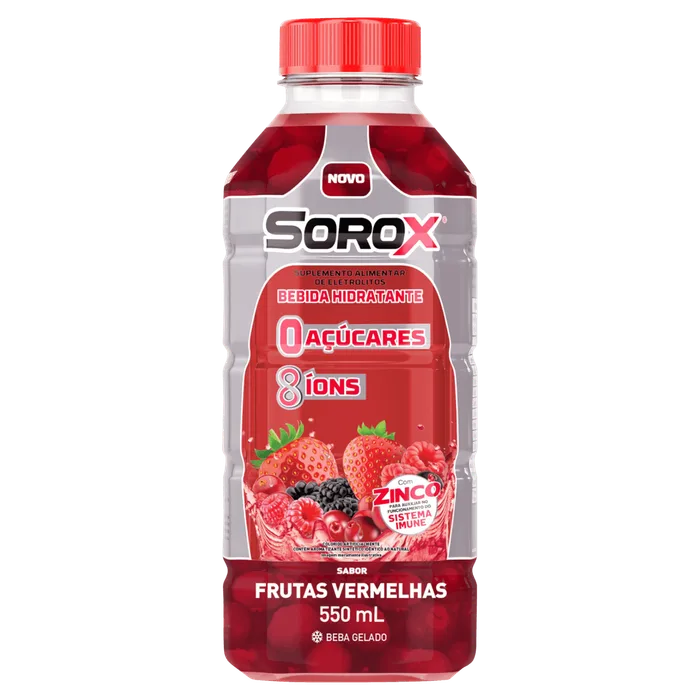 Sorox Sabor Frutas Vermelhas Zero Açúcar Bebida Isotônica 550ml