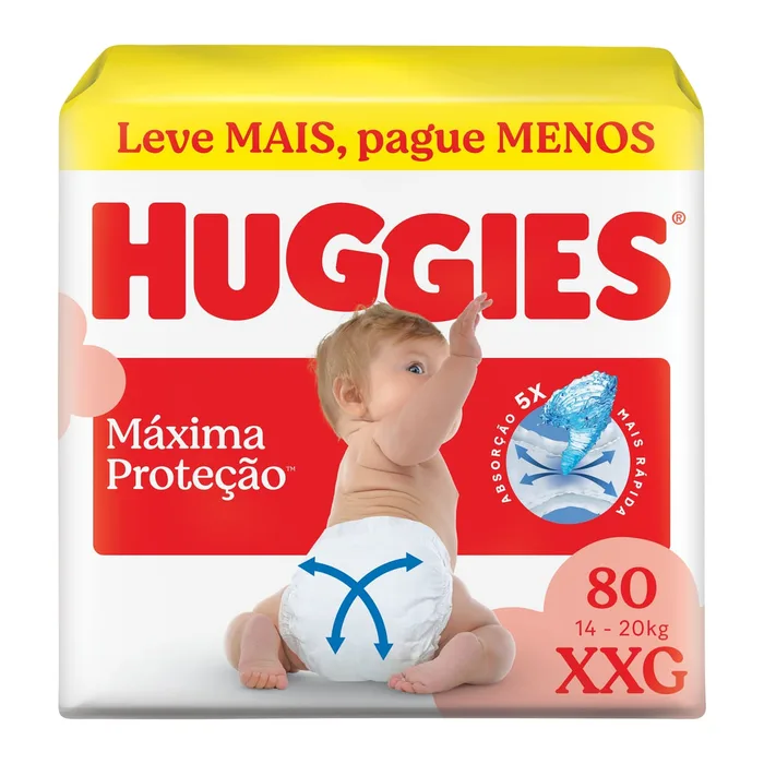 Fralda Huggies Máxima Proteção XXG 80 Unidades