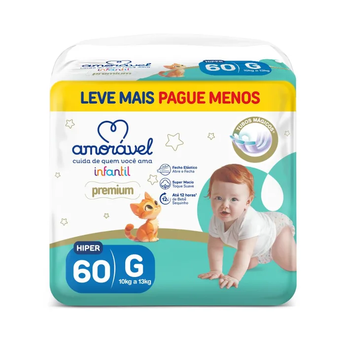 Fralda Amorável Premium G 60 Unidades