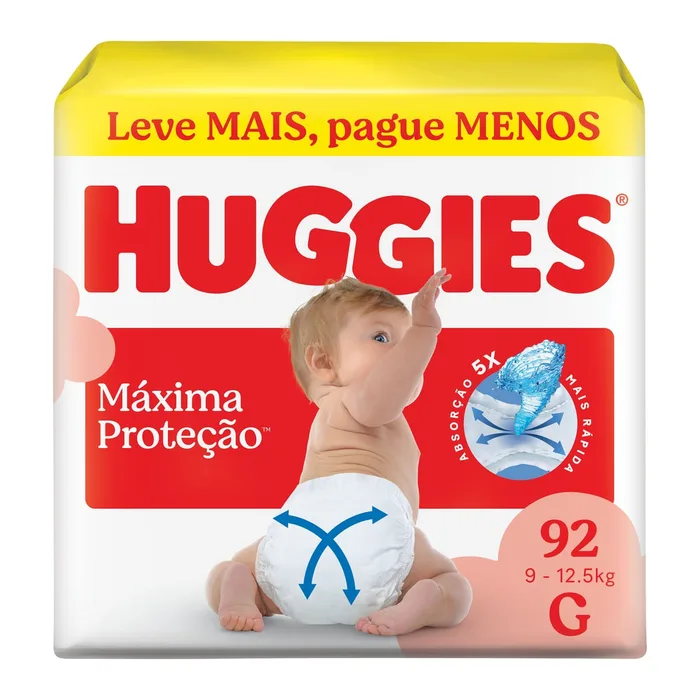 Fralda Descartável Huggies Máxima Proteção G 92 Unidades