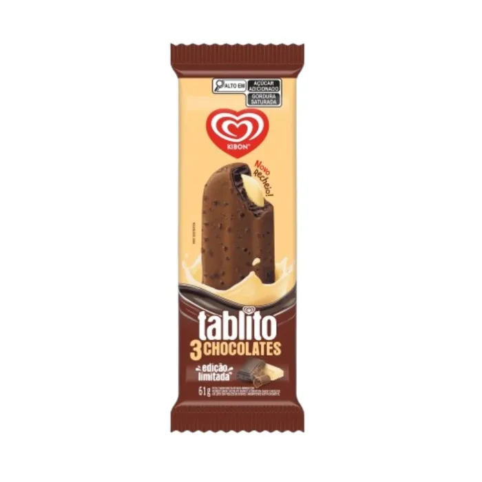 Picolé Kibon Tablito Sabor 3 Chocolates 61g