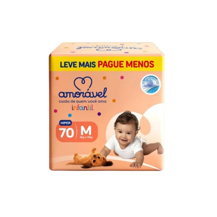Fralda Amoravel Basic M 70 Unidades