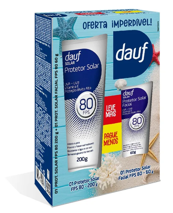 Kit Protetor Solar Dauf Protetor Facial Fps80 60g + Protetor Solar Fps80 200g