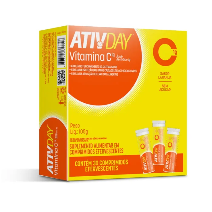 Ativday Vitamina C 1g 30 Comprimidos Efervescentes