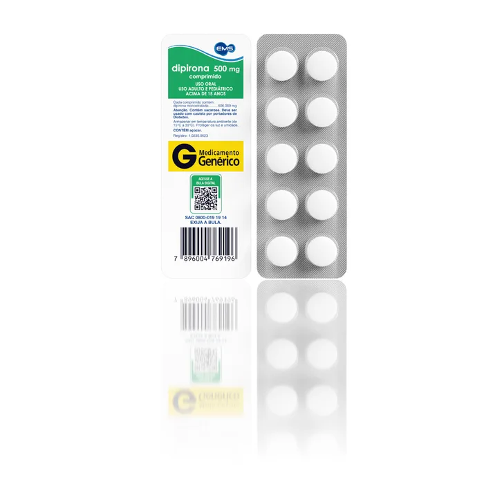 Dipirona Monoidratada 500mg 10 Comprimidos Genérico EMS