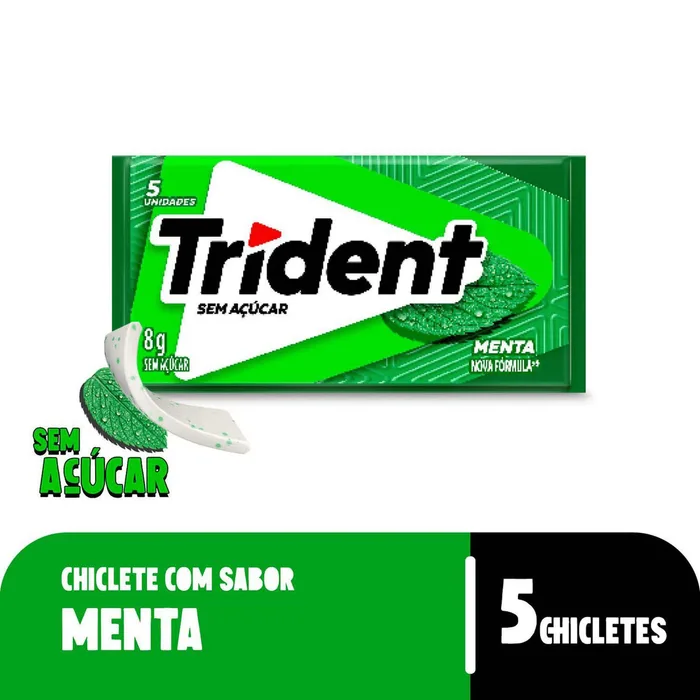 Goma de Mascar Trident Zero Açúcar Sabor Menta Verde 8g
