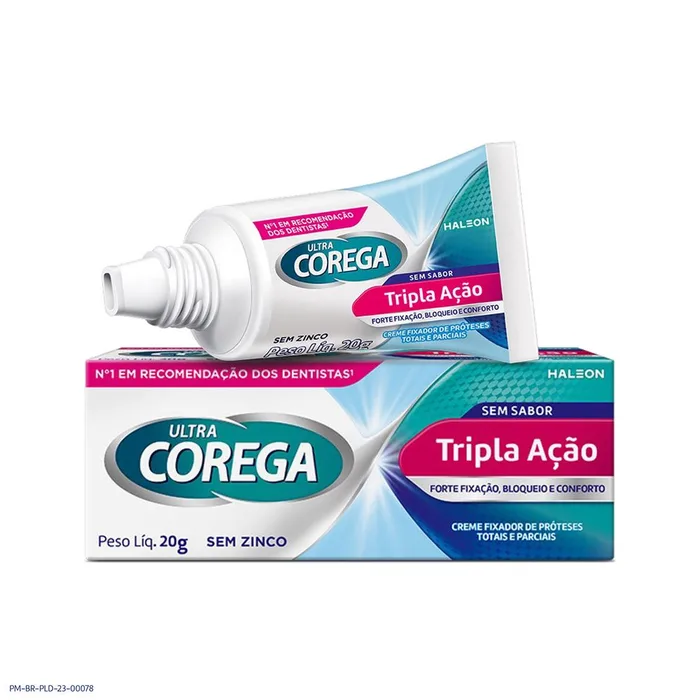 Fixador de Prótese Ultra Corega Tripla Ação Sem Sabor Creme 20g