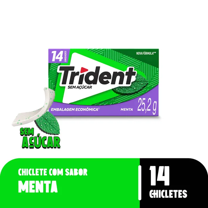 Goma de Mascar Trident Zero Açúcar Sabor Menta 25,2g