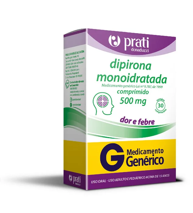 Dipirona Monoidratada 500mg 30 Comprimidos Genérico Prati-Donaduzzi