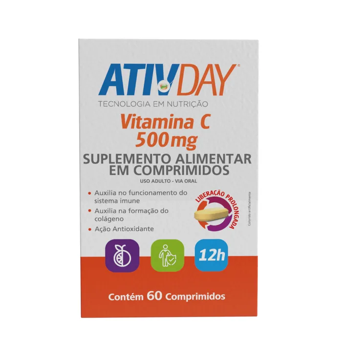Suplemento Alimentar Ativday Vitamina C 500mg 60 Comprimidos