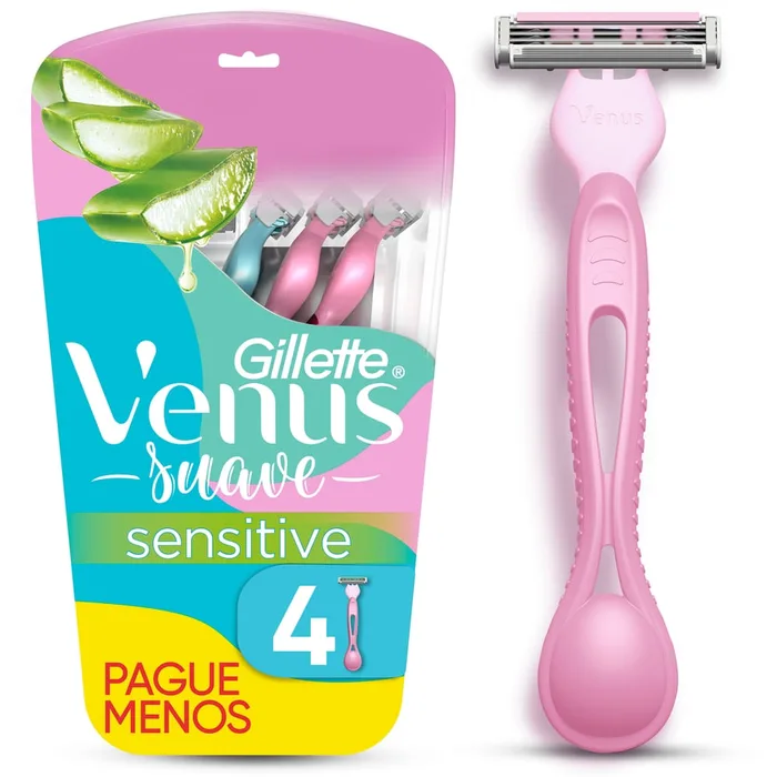 Aparelho de Depilação Descartável Gillette Venus Suave Sensitive 4 Unidades