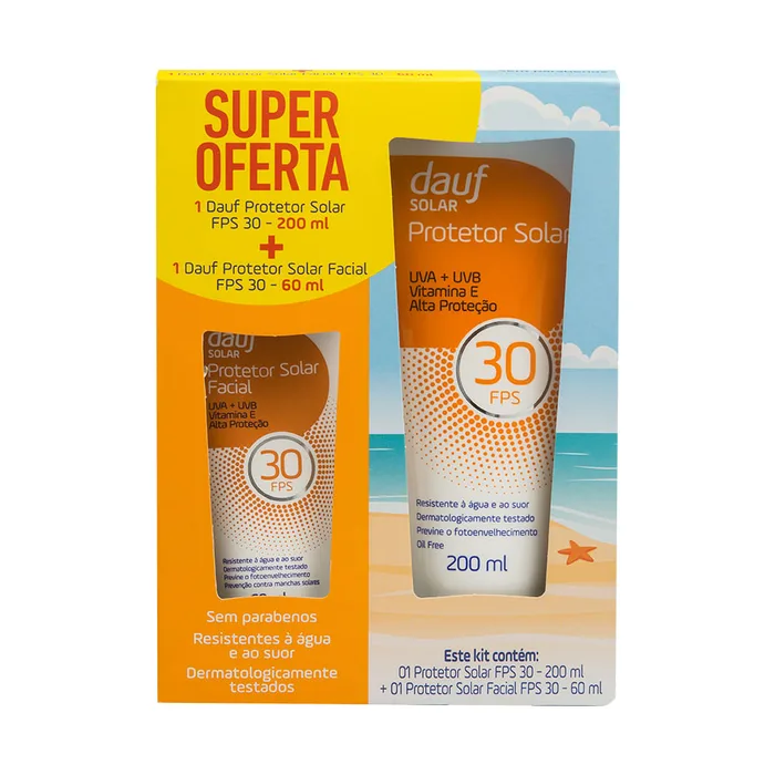 Protetor Solar Dauf Fps30 200ml Grátis Protetor Solar Facial Fps30 60ml
