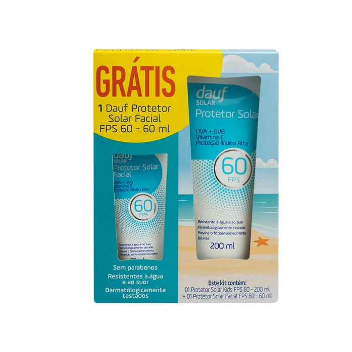 Protetor Solar Dauf Fps60 200ml Grátis Protetor Solar Facial Fps60 60ml