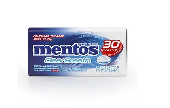 Bala Mastigável Mentos 30 Minutos Zero Açúcar Sabor Peppermint 35g