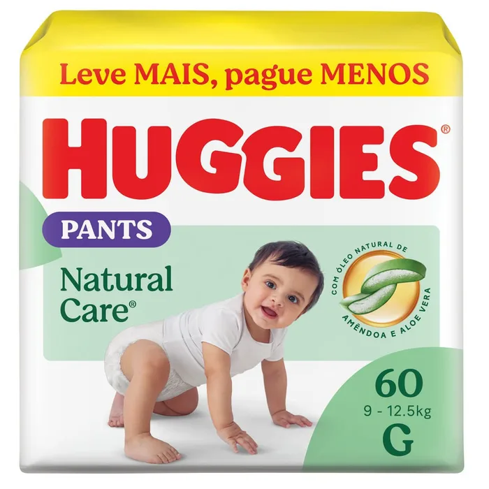 Fralda Pants Huggies Premium Natural Care G 60 Unidades